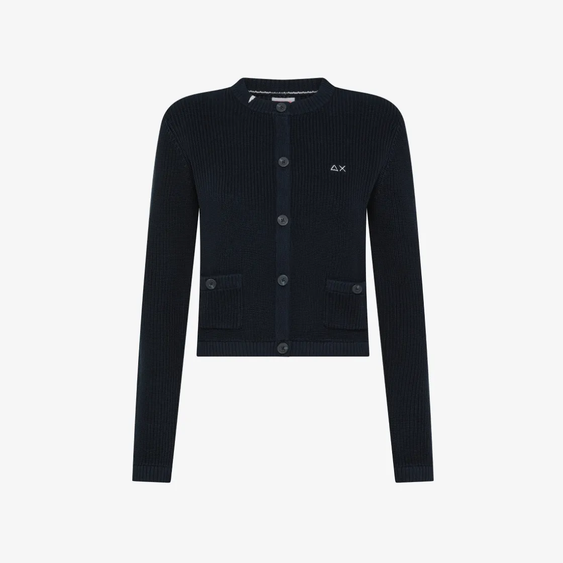 Outlet Cardigan in cotone a coste blu navy Donna Maglie
