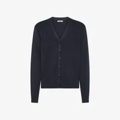 Sale Cardigan in cotone a coste blu navy Uomo Maglie
