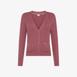 Hot Cardigan in cotone a trecce rosa scuro Donna Maglie