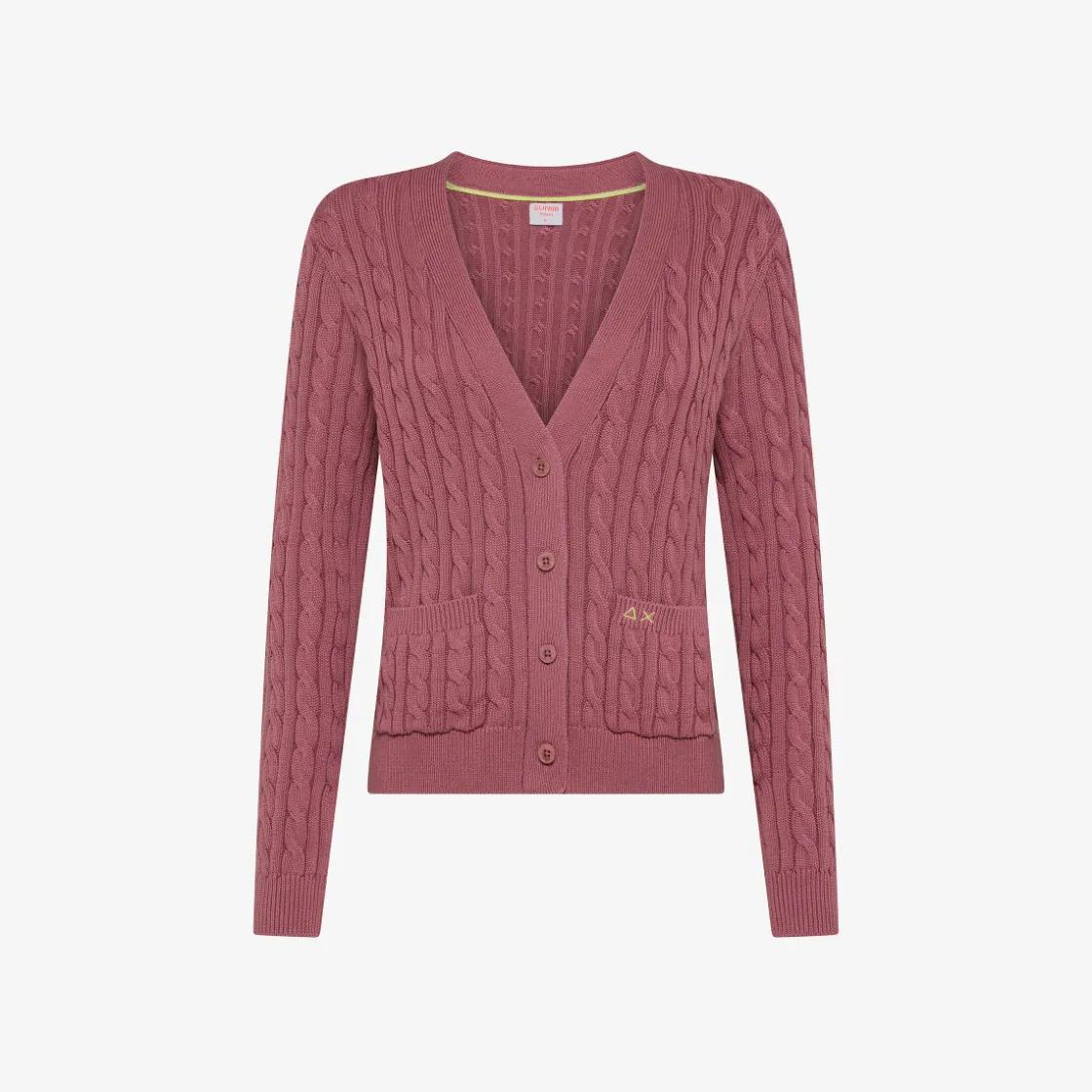 Hot Cardigan in cotone a trecce rosa scuro Donna Maglie