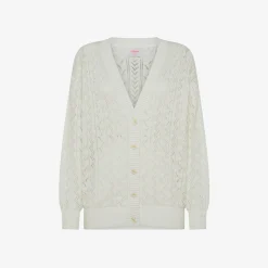 Hot Cardigan in cotone bianco panna Donna Maglie