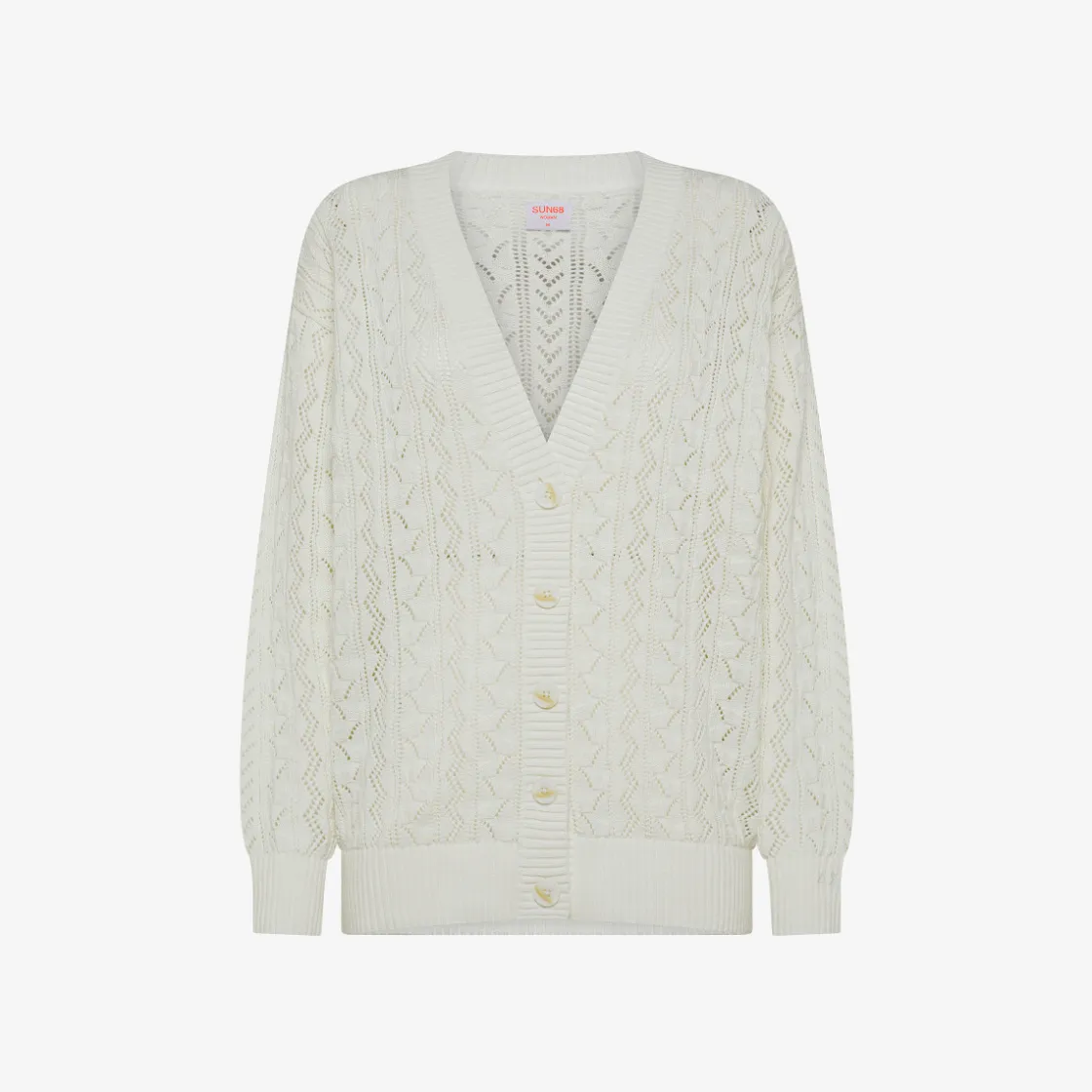 Hot Cardigan in cotone bianco panna Donna Maglie