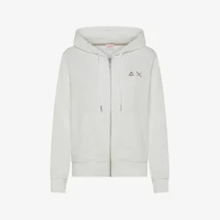 Clearance Felpa bianco panna con cappuccio e zip Donna Felpe