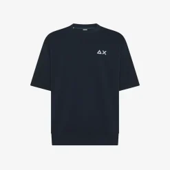 New Felpa blu navy a maniche corte Uomo Felpe