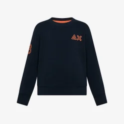 New Felpa blu navy con ricamo fluo Bambino Felpe