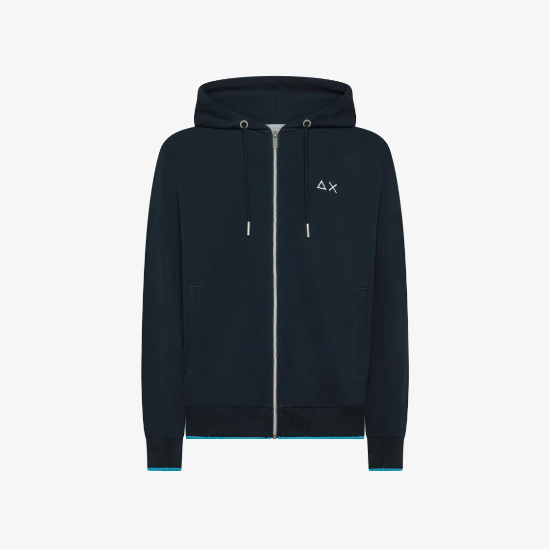 Outlet Felpa blu navy in piquet con cappuccio Uomo Felpe