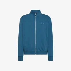 Clearance Felpa con zip in cotone avio scuro Uomo Felpe