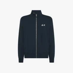 Hot Felpa con zip in cotone blu navy Uomo Felpe