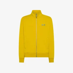 Fashion Felpa con zip in cotone giallo Uomo Felpe