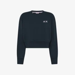 New Felpa cropped in cotone blu navy Donna Felpe