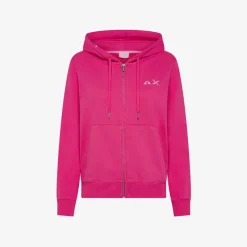 Hot Felpa fucsia con cappuccio e zip Donna Felpe