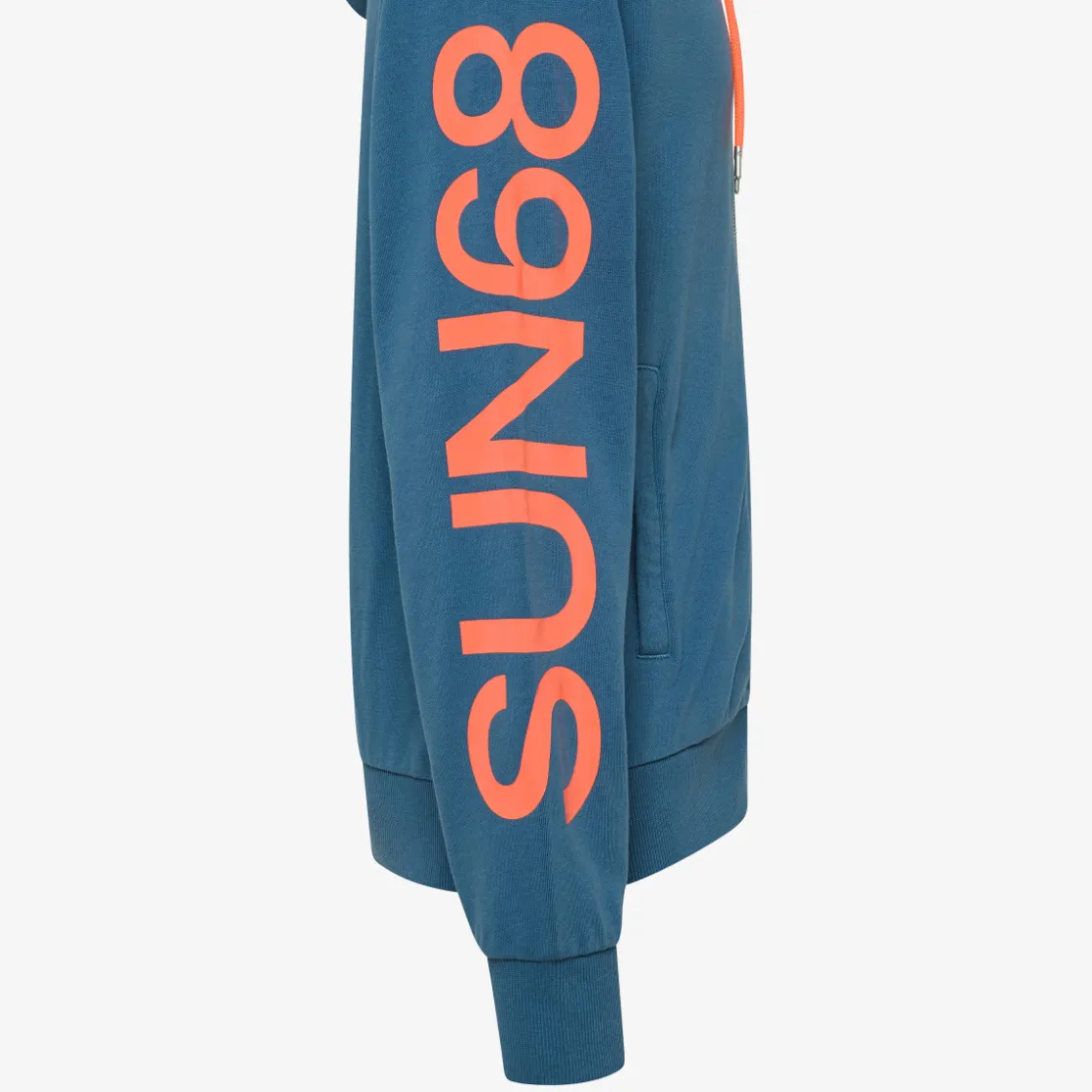 Outlet Felpa hoodie avio scuro con stampa fluo Uomo Felpe
