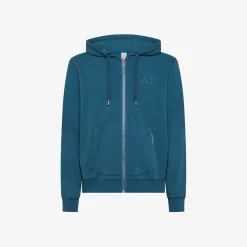 Sale Felpa hoodie avio scuro in cotone vintage Uomo Felpe
