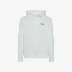 Clearance Felpa hoodie bianca panna con logo ricamato Uomo Felpe