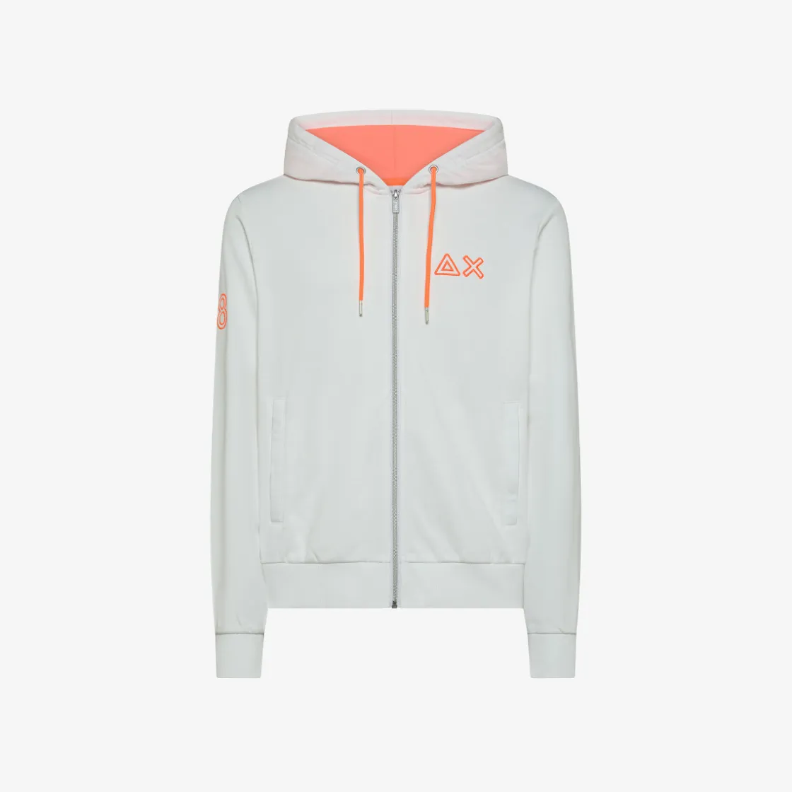 Outlet Felpa hoodie bianca panna con logo fluo Uomo Felpe