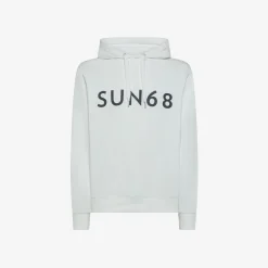 Best Felpa hoodie bianca panna con maxi logo Uomo Felpe