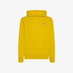 Best Felpa hoodie gialla con logo ricamato Uomo Felpe