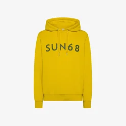Hot Felpa hoodie gialla con maxi logo Uomo Felpe
