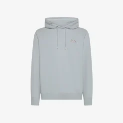 Hot Felpa hoodie grigia chiara con logo ricamato Uomo Felpe