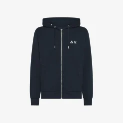 New Felpa hoodie in cotone blu navy Uomo Felpe
