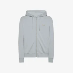 Outlet Felpa hoodie in cotone grigio chiaro Uomo Felpe