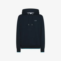 New Felpa hoodie in piquet blu navy Uomo Felpe