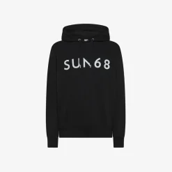 New Felpa hoodie nera con maxi logo Uomo Felpe