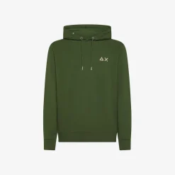 Sale Felpa hoodie verde scuro con logo ricamato Uomo Felpe