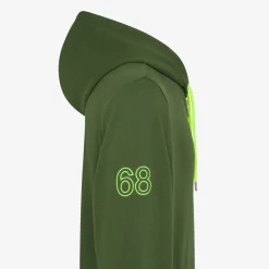 Fashion Felpa hoodie verde scuro con logo fluo Uomo Felpe