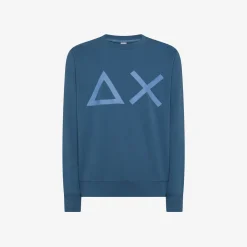 Hot Felpa in cotone avio scuro con maxi logo Uomo Felpe
