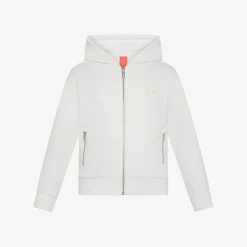 Hot Felpa in cotone bianco panna con cappuccio e zip Bambino Felpe|Beachwear Bimbo