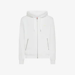 Outlet Felpa in cotone bianco panna con cappuccio e zip Uomo Beachwear Uomo