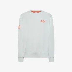 Hot Felpa in cotone bianco panna con logo fluo Uomo Felpe