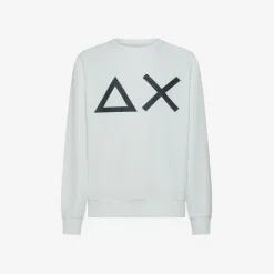 Fashion Felpa in cotone bianco panna con maxi logo Uomo Felpe