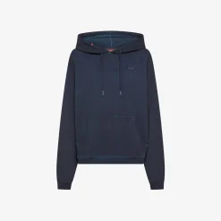 Outlet Felpa in cotone blu navy con cappuccio Donna Felpe|Beachwear Donna