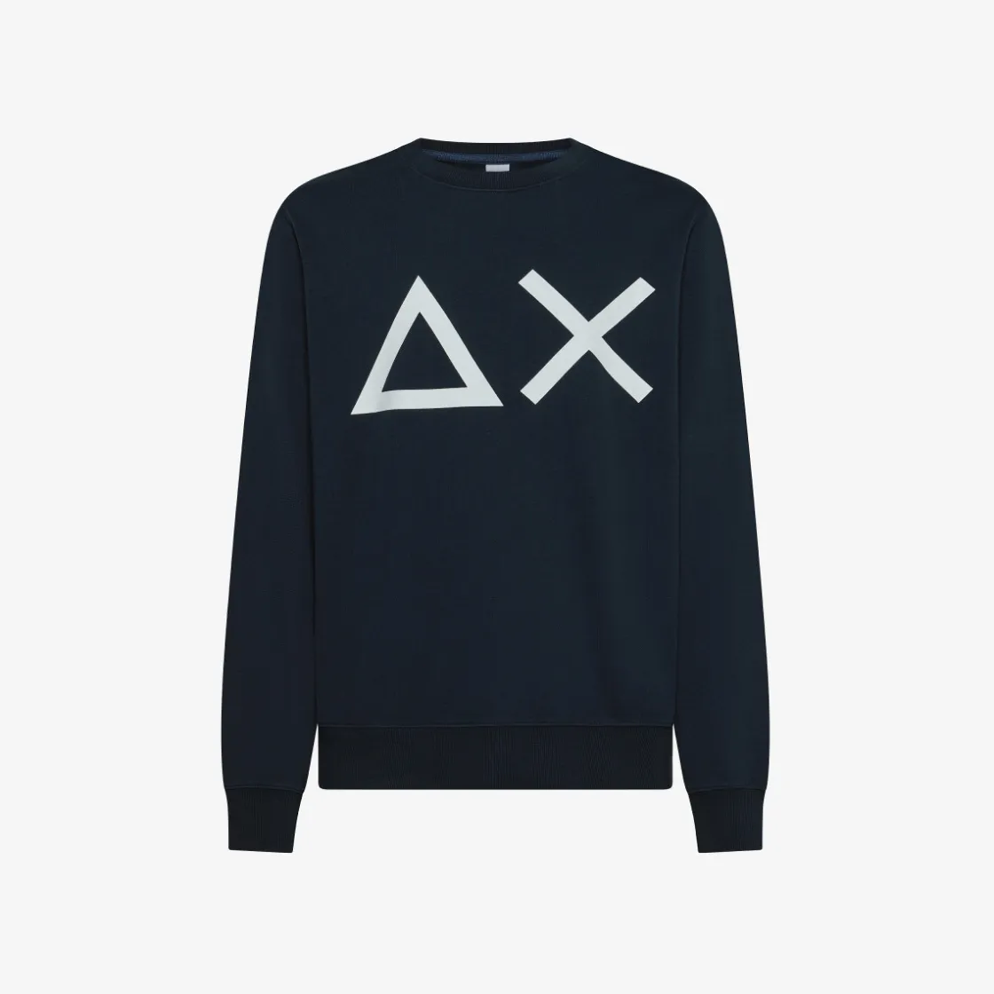 Fashion Felpa in cotone blu navy con maxi logo Uomo Felpe