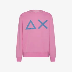 Outlet Felpa in cotone geranio con maxi logo Uomo Felpe