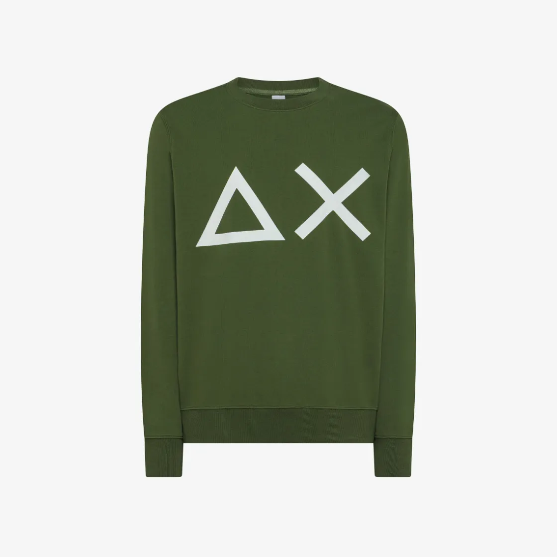 Sale Felpa in cotone verde scuro con maxi logo Uomo Felpe