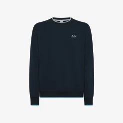Fashion Felpa in piquet blu navy con logo ricamato Uomo Felpe