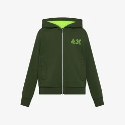 New Felpa verde scuro con cappuccio e zip Bambino Felpe