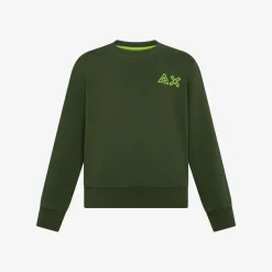 Sale Felpa verde scuro con ricamo fluo Bambino Felpe
