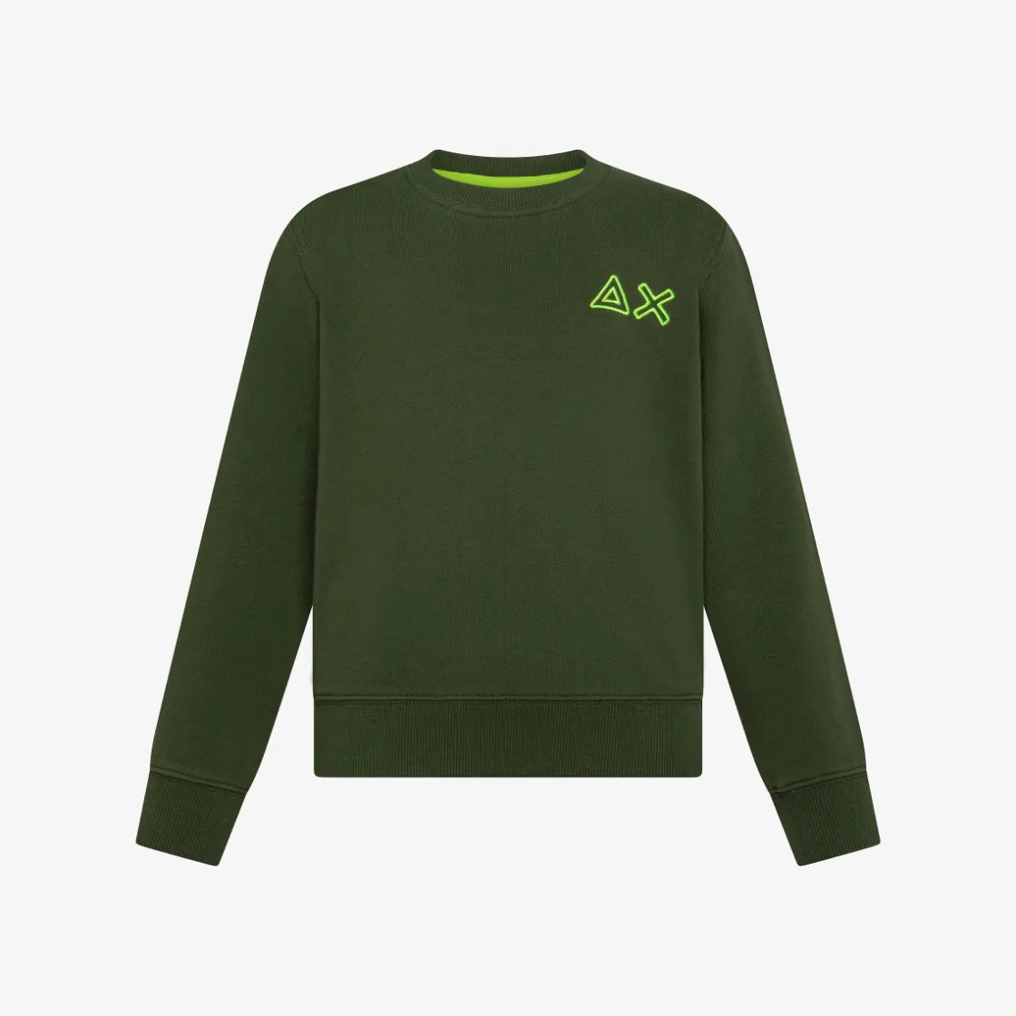 Sale Felpa verde scuro con ricamo fluo Bambino Felpe