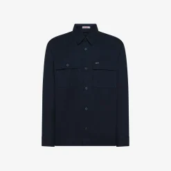 Fashion Giacca overshirt in cotone blu navy Uomo Giacche|Camicie