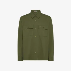 Discount Giacca overshirt in cotone verde scuro Uomo Giacche|Camicie