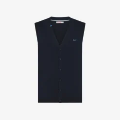 Sale Gilet in cotone blu navy Uomo Maglie