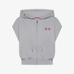 Hot Gilet in felpa grigio chiaro con cappuccio Donna Felpe