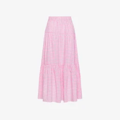 Discount Gonna in cotone check fucsia e bianco Donna Gonne