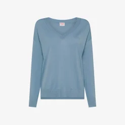 Hot Maglia con scollo a V avio con logo ricamato Donna Maglie