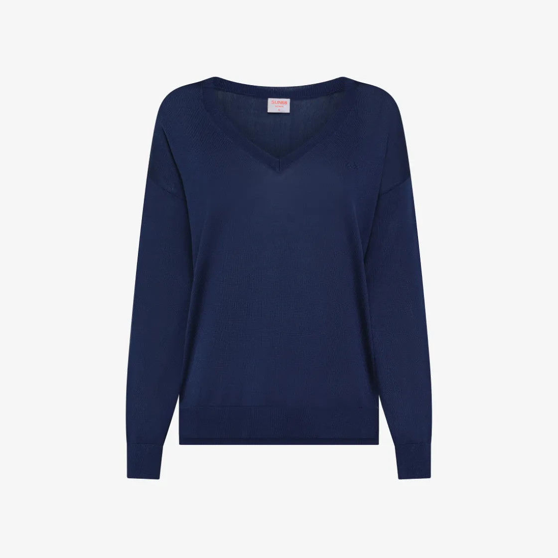 Discount Maglia con scollo a V blu navy con logo ricamato Donna Maglie