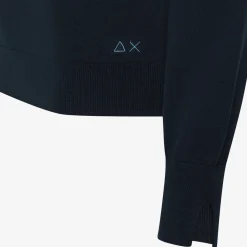 Online Maglia con scollo a V in cotone blu navy Donna Maglie